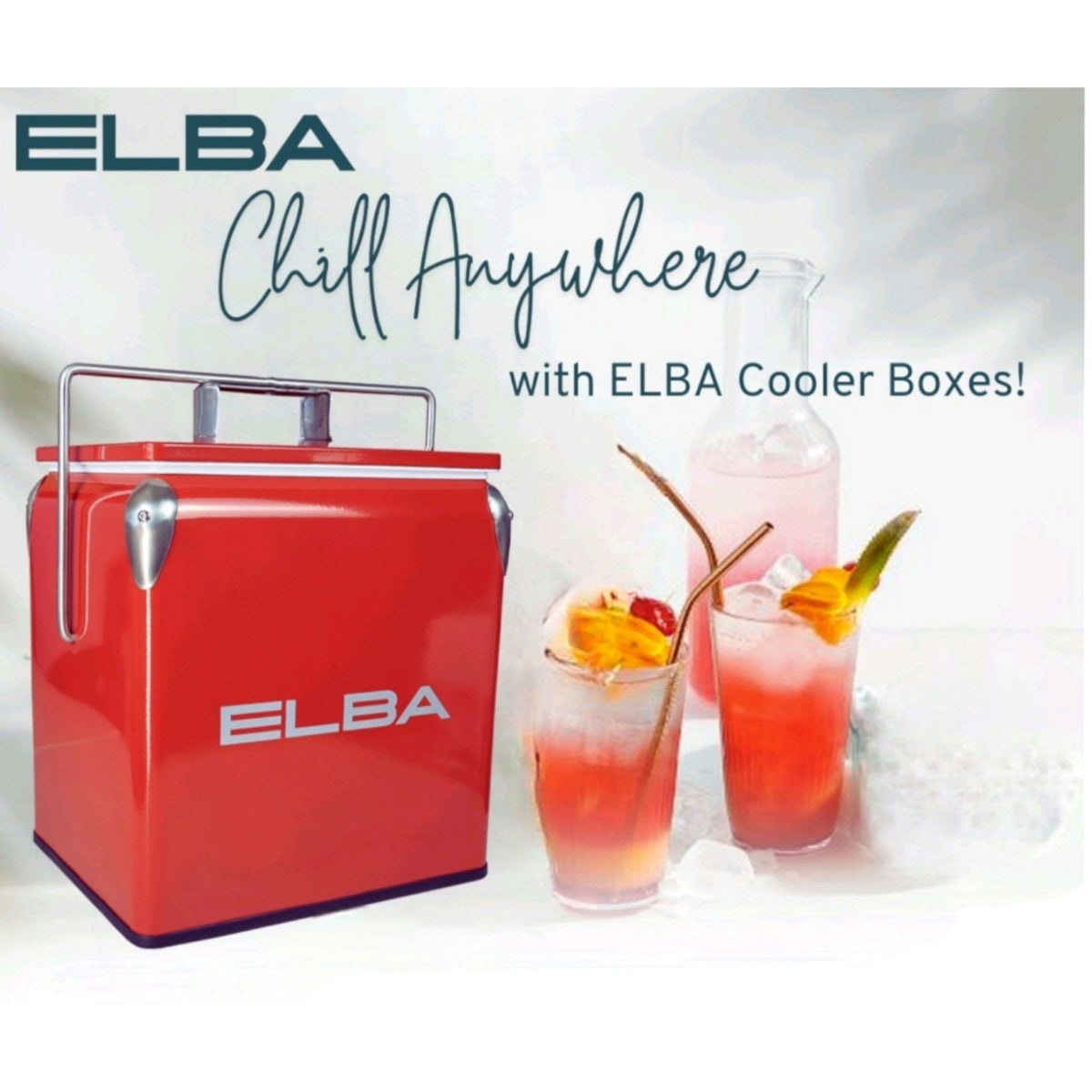 Elba Metal Cooler Box Metal 13L Red 05/MCB-R