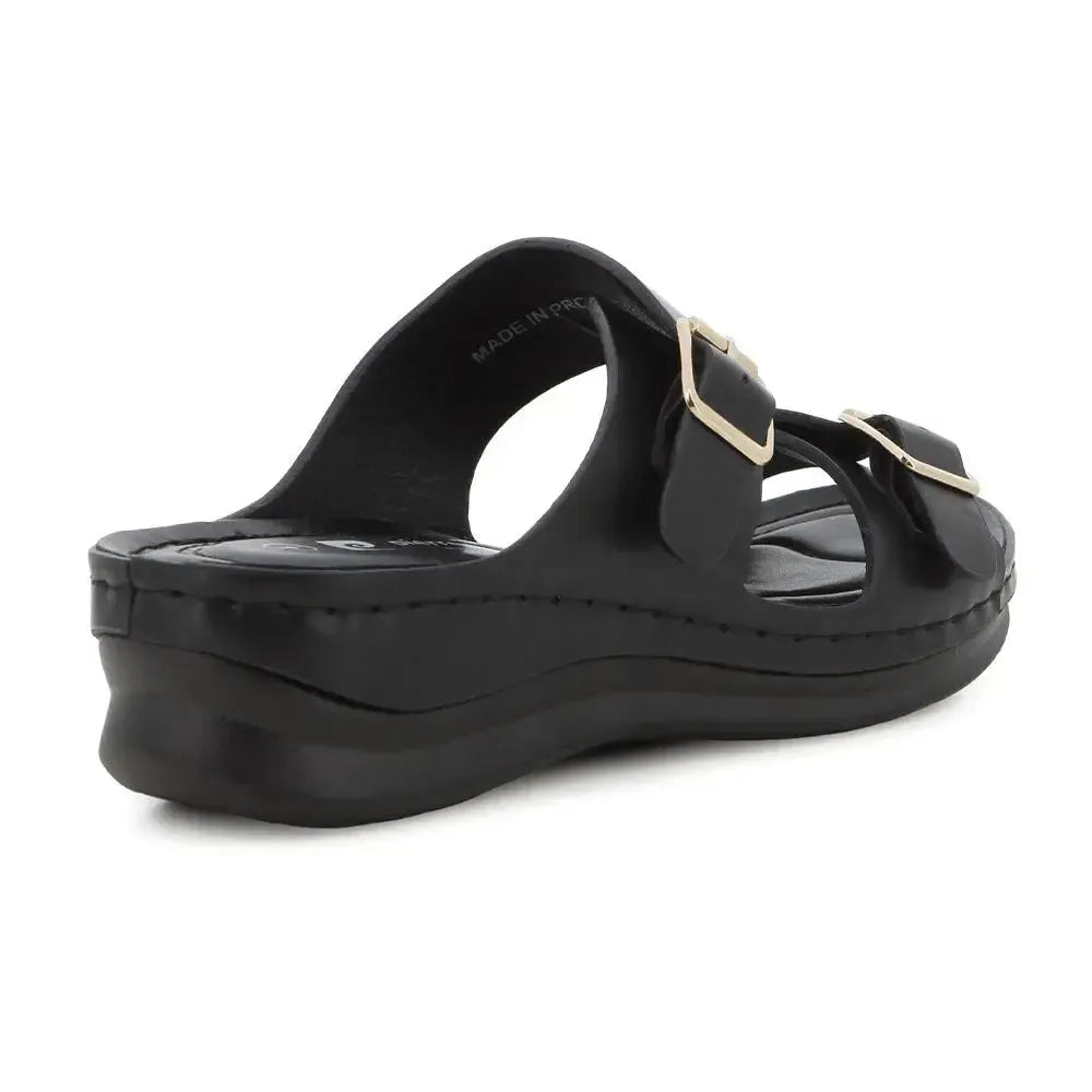 Pierre Cardin Teala Twin Buckle Sandals-Black PCL11036BKBK
