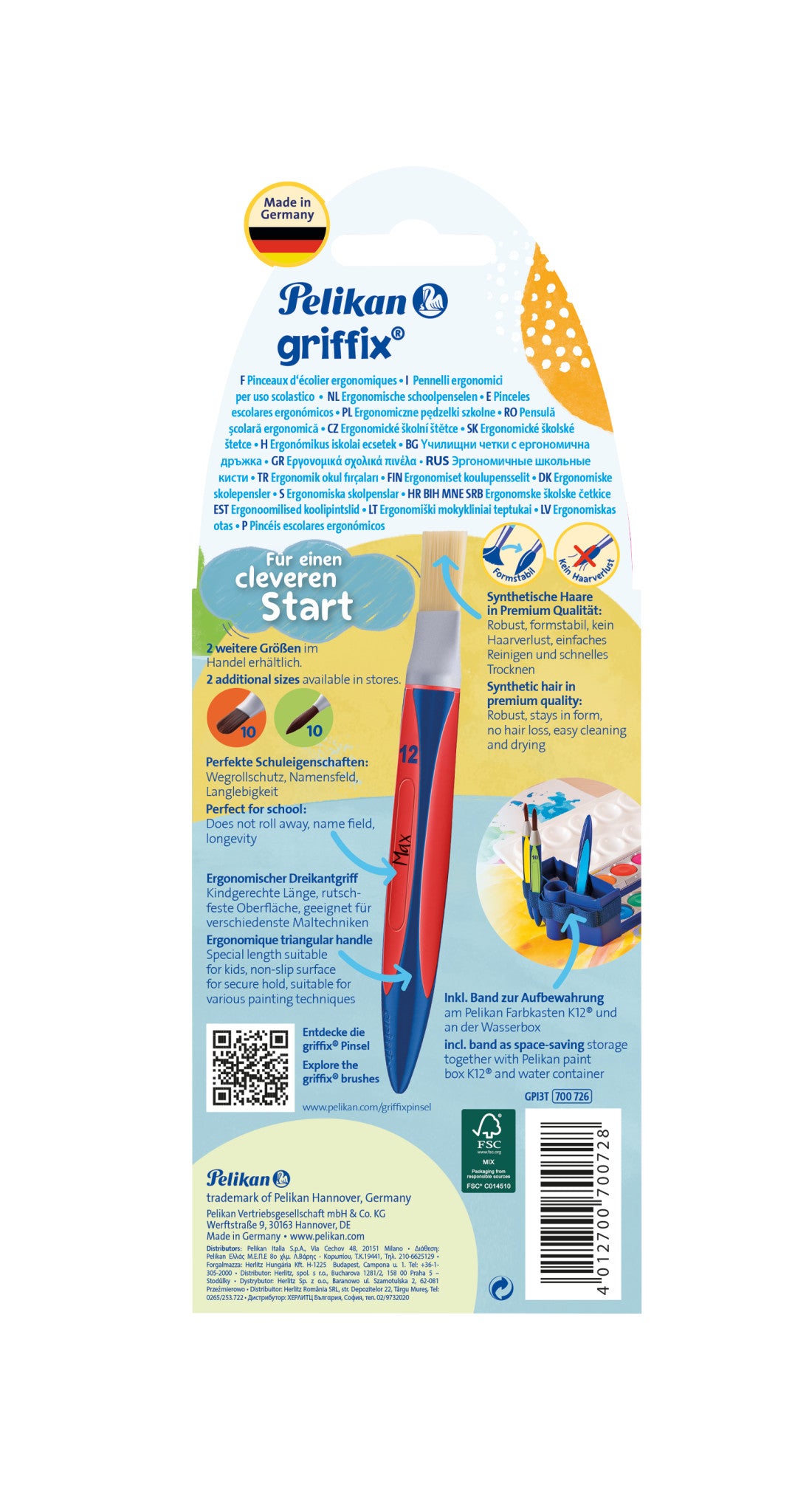 Pelikan Griffix School Brush Set With Brush Band 3-piece Set 700726