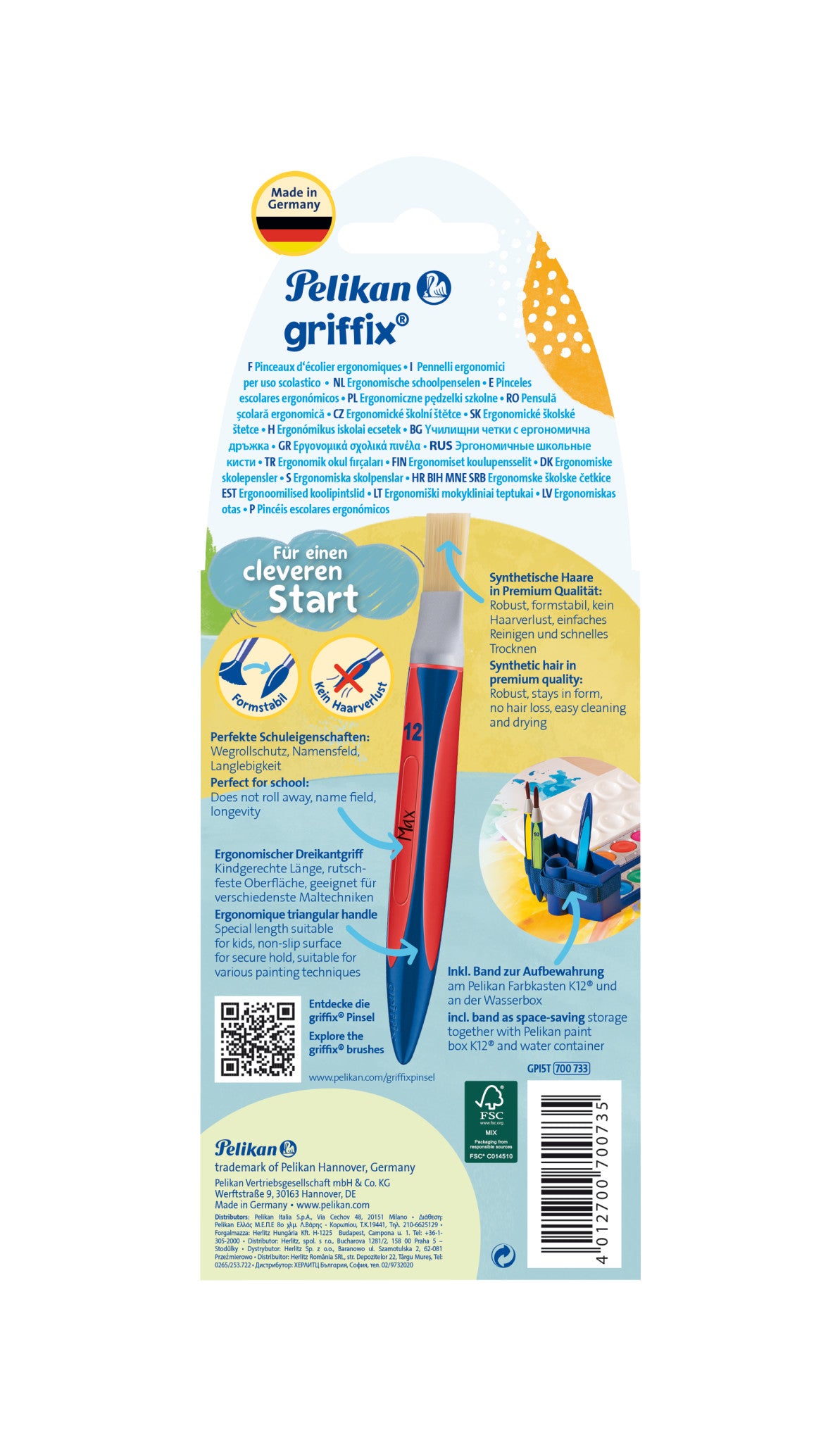 Pelikan Griffix School Brush Set With Brush Band 5-Piece Set 700733