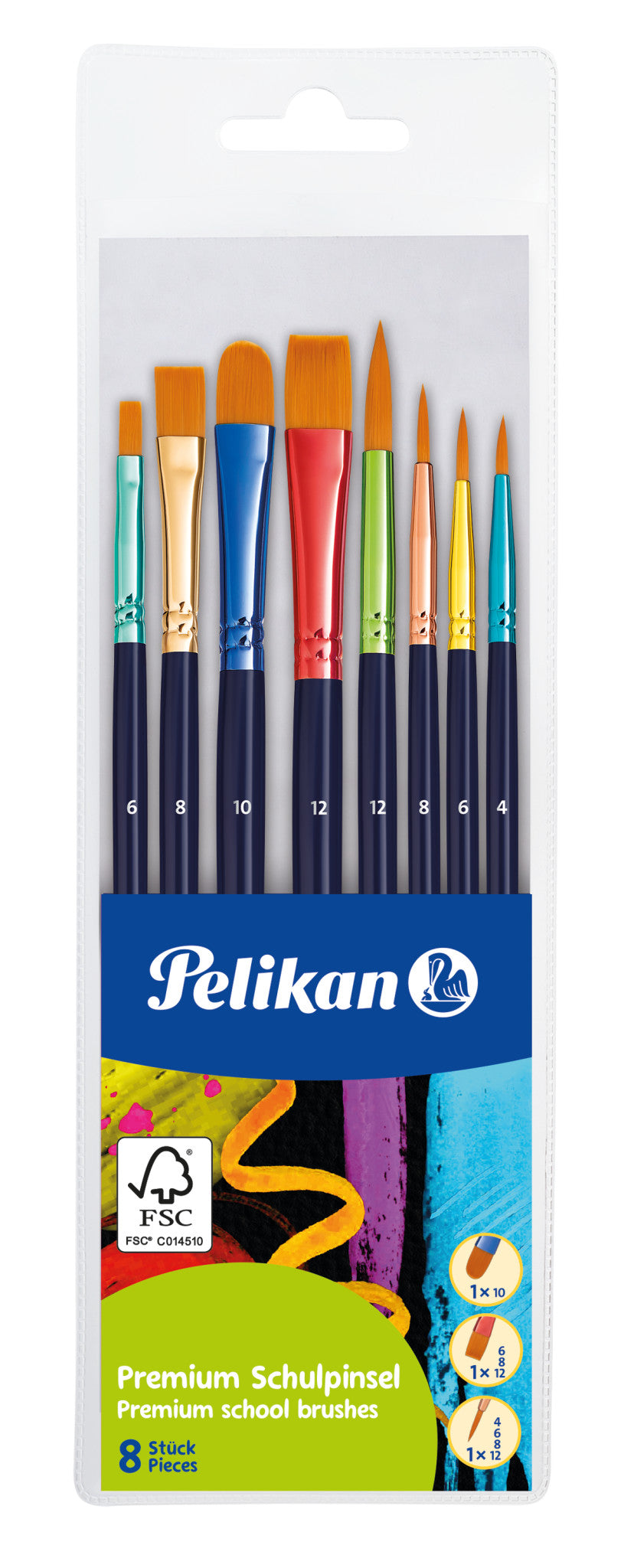 Pelikan Premium Brush Set With 8 Synthetic Brushes 701181