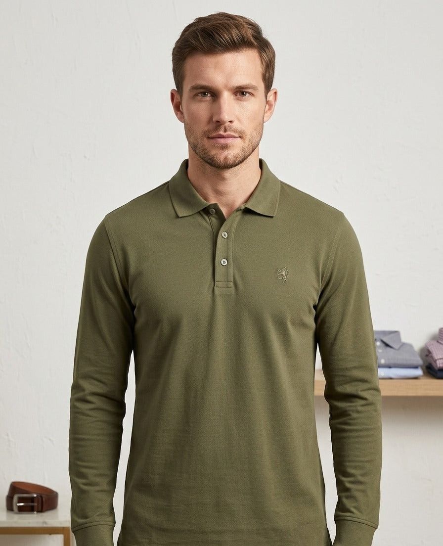 Pringle Donald Long Sleeve Golfer Olive MTOP1725 PR111559.