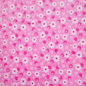 Printed Polar Fleece Fabric Pink Flowers 150cm