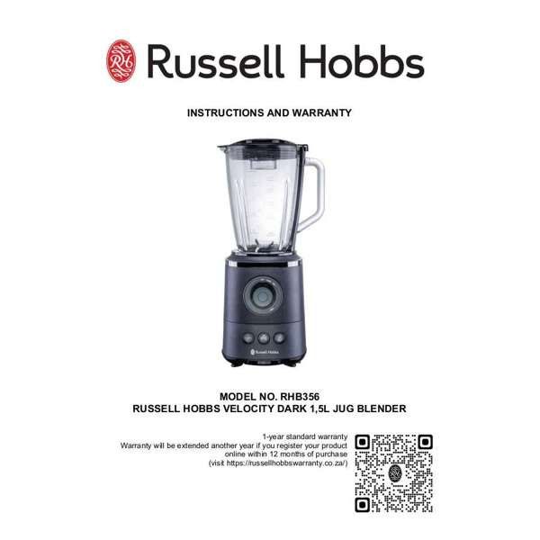 Russell Hobbs Velocity 1.5l Jug Blender RHB356.