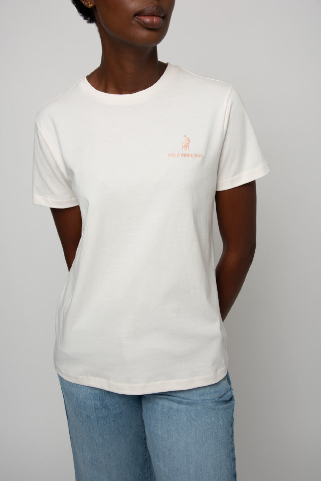 Polo Women Lee Short Sleeve Emrboidered T Shirt Parchment