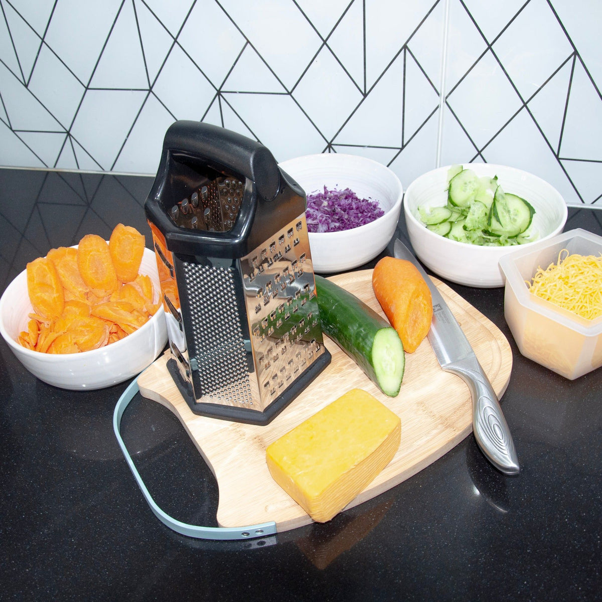 Salton Stainless Steel 6 Sided Grater With Storage SALG06.