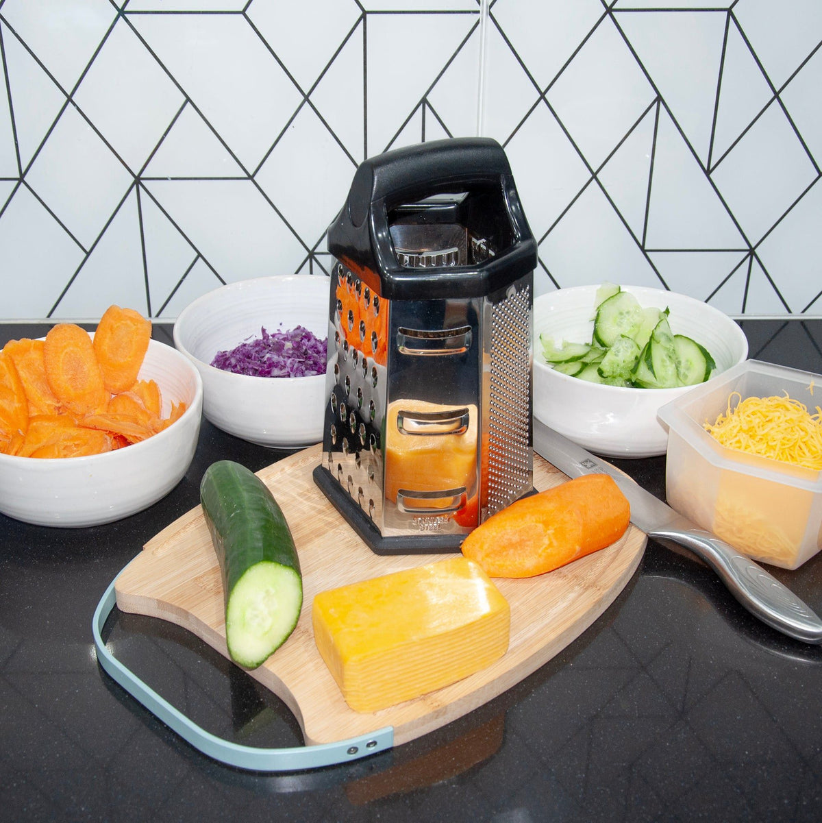 Salton Stainless Steel 6 Sided Grater With Storage SALG06.