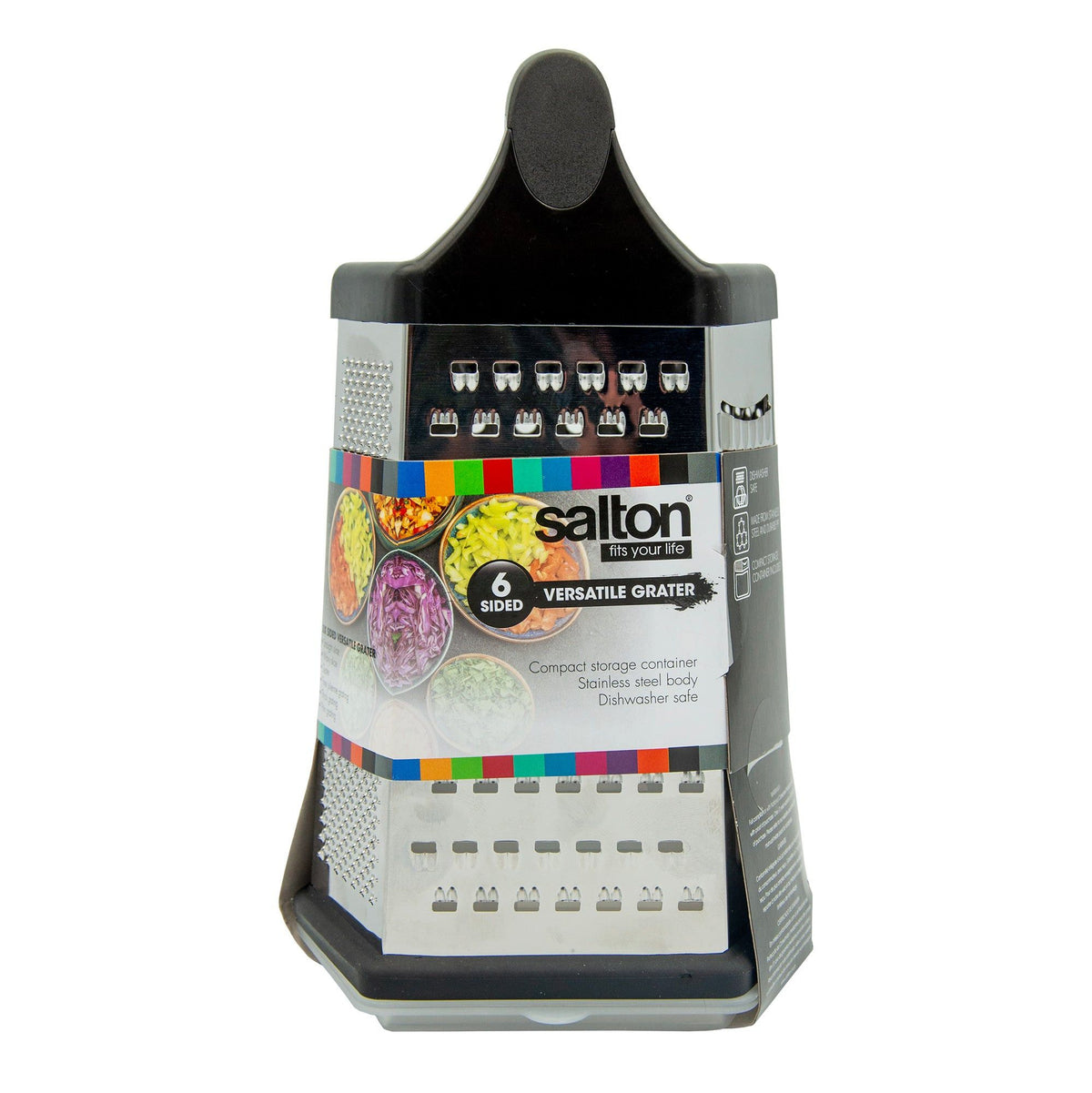 Salton Stainless Steel 6 Sided Grater With Storage SALG06.