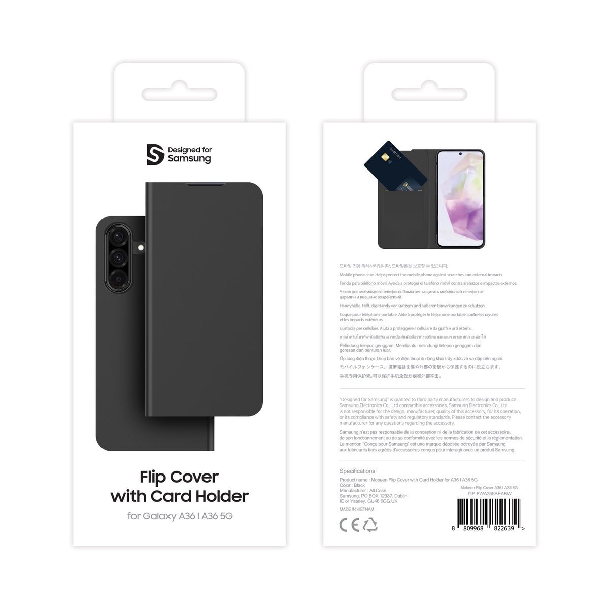 Mobeen Samsung Flip Case With Card Slot for Samsung Galaxy A36 – Black