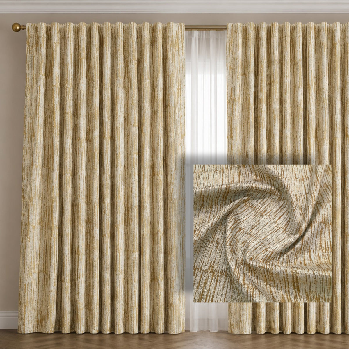 Fabric Turkish Curtain 2 Tone Jacquard Stripe 280 cm.
