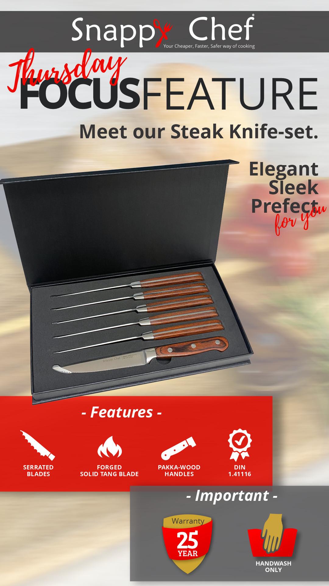 Snappy Chef 6 Piece Steak Knife Set SCKS006