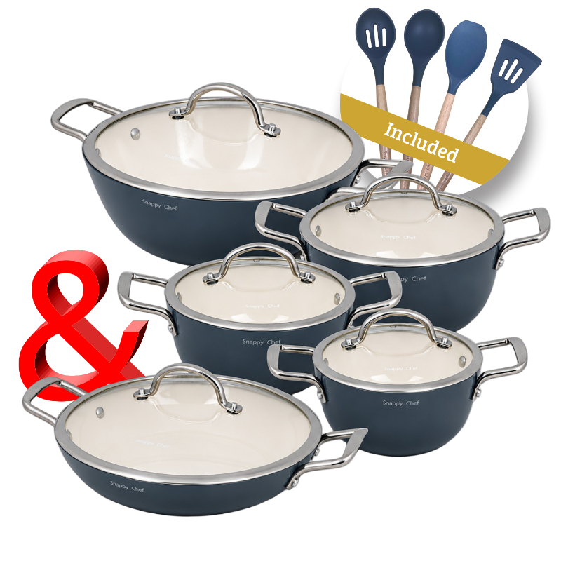 Snappy Chef Superlight Cast Iron Combo, Grey 10 Piece SCSG003