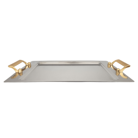 Seden Stainless Steel Plain Tray With Gold Handle SGN2102