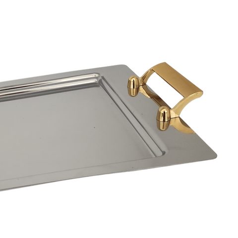 Seden Stainless Steel Plain Tray With Gold Handle SGN2102