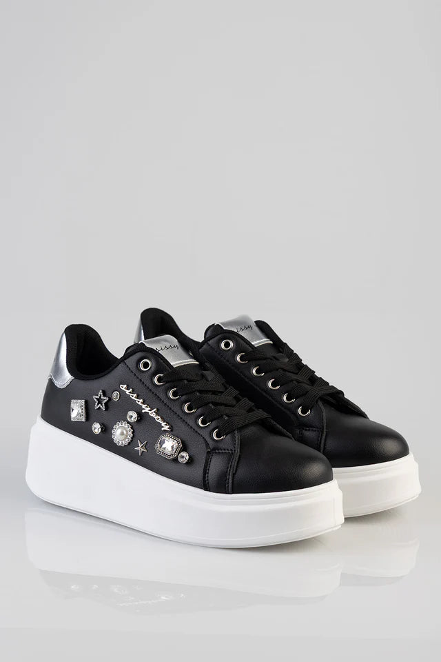 Sissy Boy Gemy  Platform Sneaker-Black SH1414