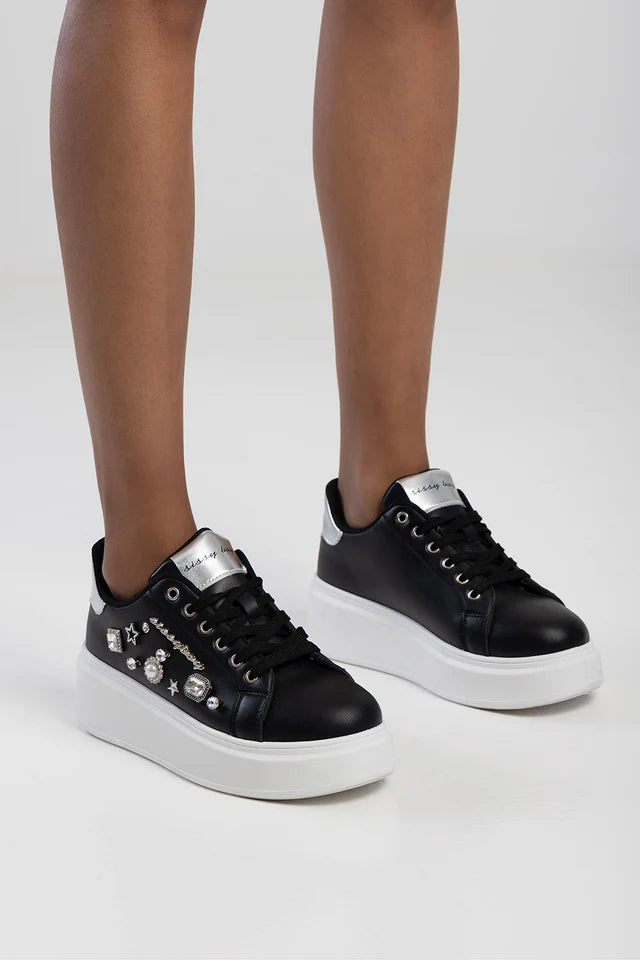 Sissy Boy Gemy  Platform Sneaker-Black SH1414