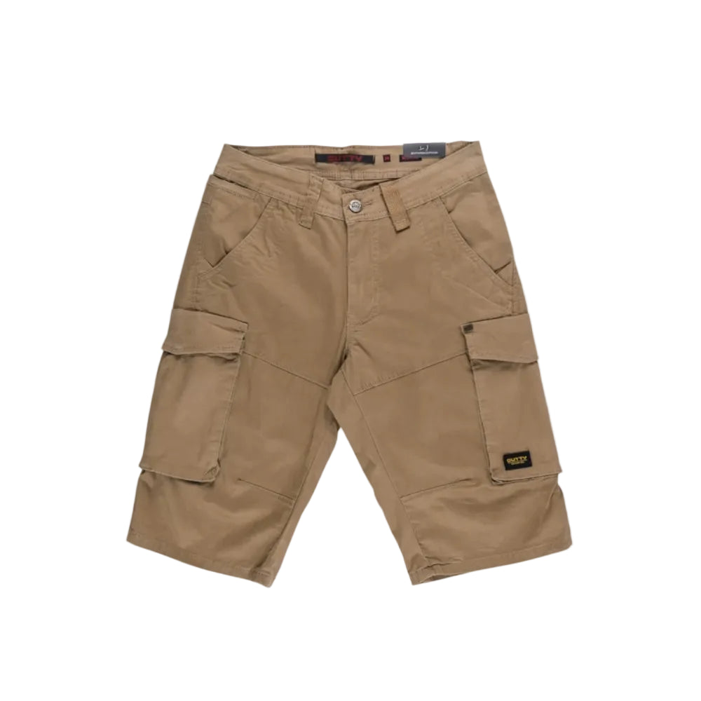 Cutty Mens Bell Cotton Shorts-Khaki CBELL