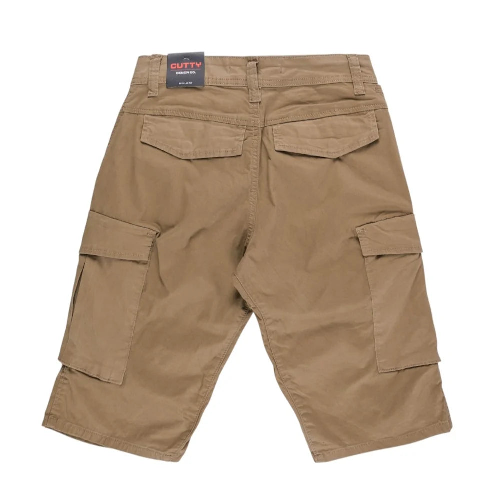 Cutty Mens Bell Cotton Shorts-Khaki CBELL