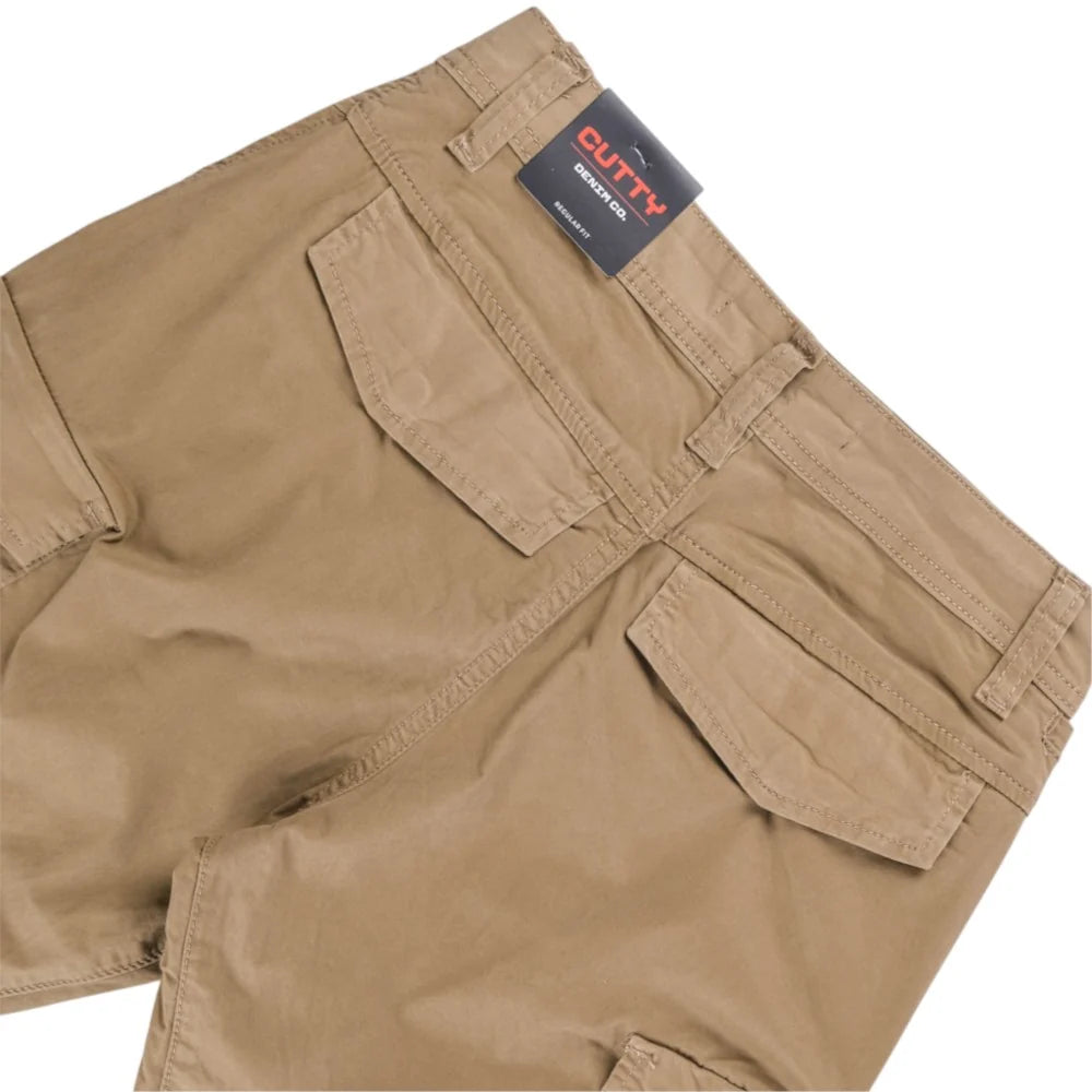 Cutty Mens Bell Cotton Shorts-Khaki CBELL