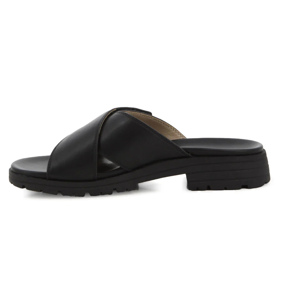 Hush Puppies Ladies Soft Leandra Cross Strap Sandals-Black SSL01679BKBK
