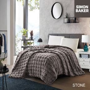 Simon Baker Ultra Plush Faux Fur Blanket 200x240 Stone