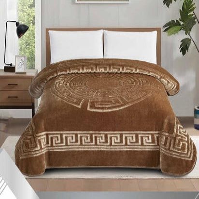 Simon Baker Athena Mink Blankets 1 PLY Silky Soft Embossed Queen Stone.