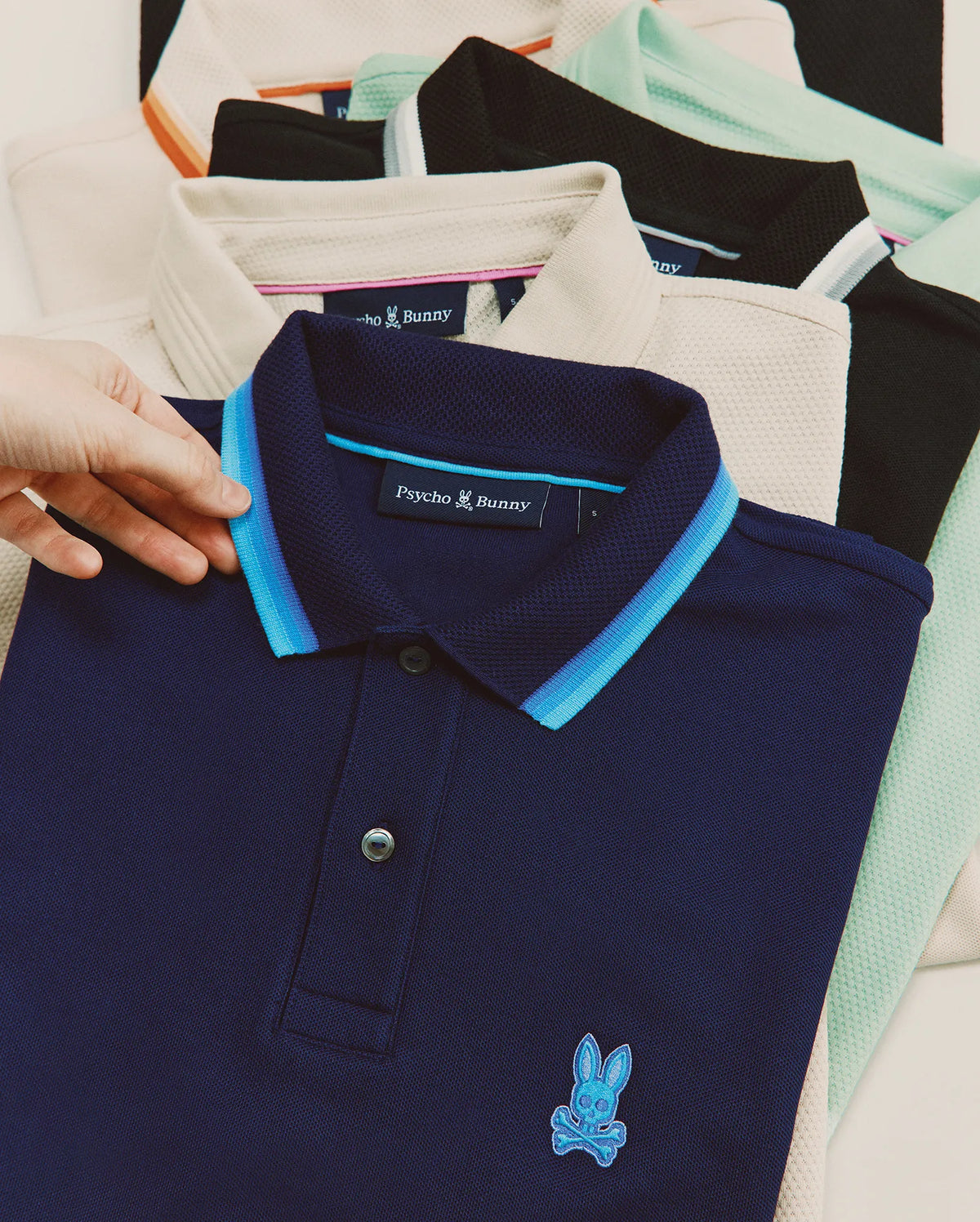 Psycho Bunny Mens Holden Pique Polo-Evening Blue MT0100184