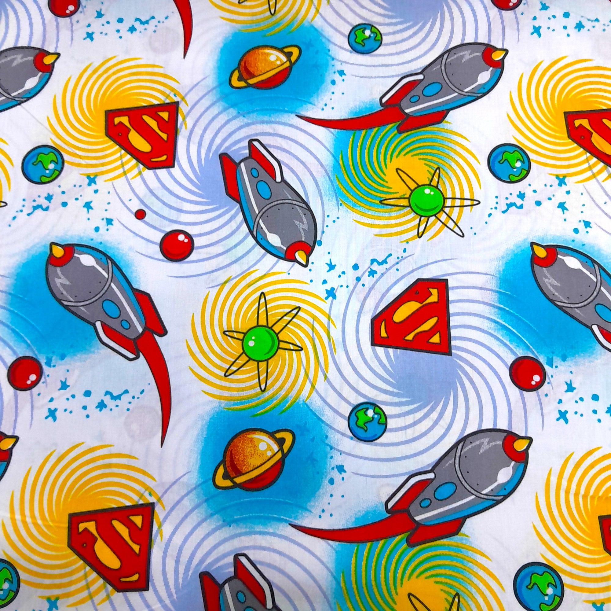 100% Printed Cotton Sheeting Fabric Planet Superman 240 cm (8042856677465)