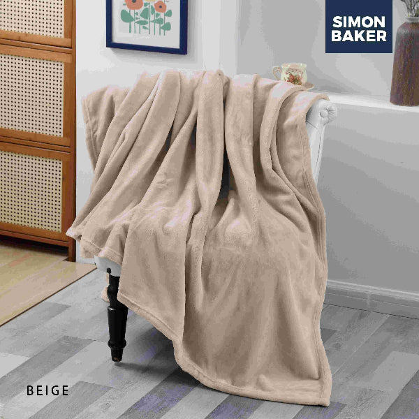 Simon Baker Super Plush Blanket Throw 200x240cm Beige