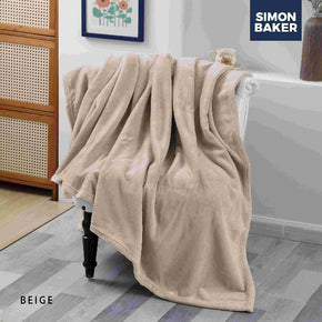 Simon Baker Super Plush Blanket Throw 200x240cm Beige