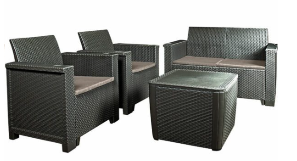 Contour Outdoor Jabulani 4 Piece Rattan Patio Set Graphite