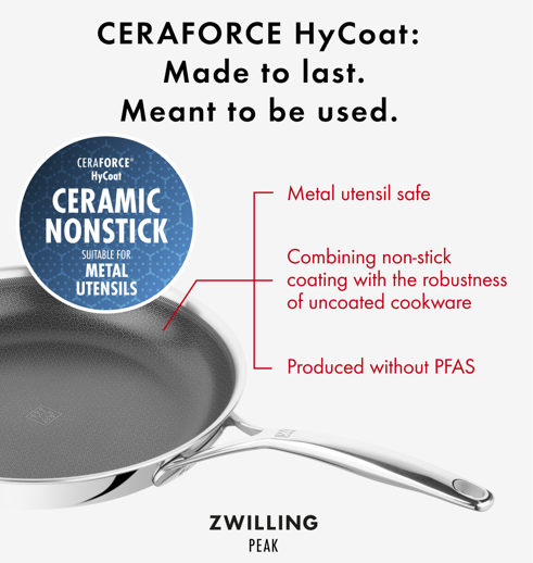 Zwilling Peak Stainless Steel Ceramic Non-Stick Coating Wok With Lid 30cm ZW-1034499.
