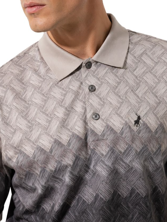 Polo Oli Ombre Print Mercerised Golfer-Grey 0078636.