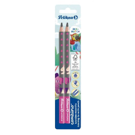 Pelikan Learning To Write Pencil Combino 2/B 2 Piece Blister Pink 811170