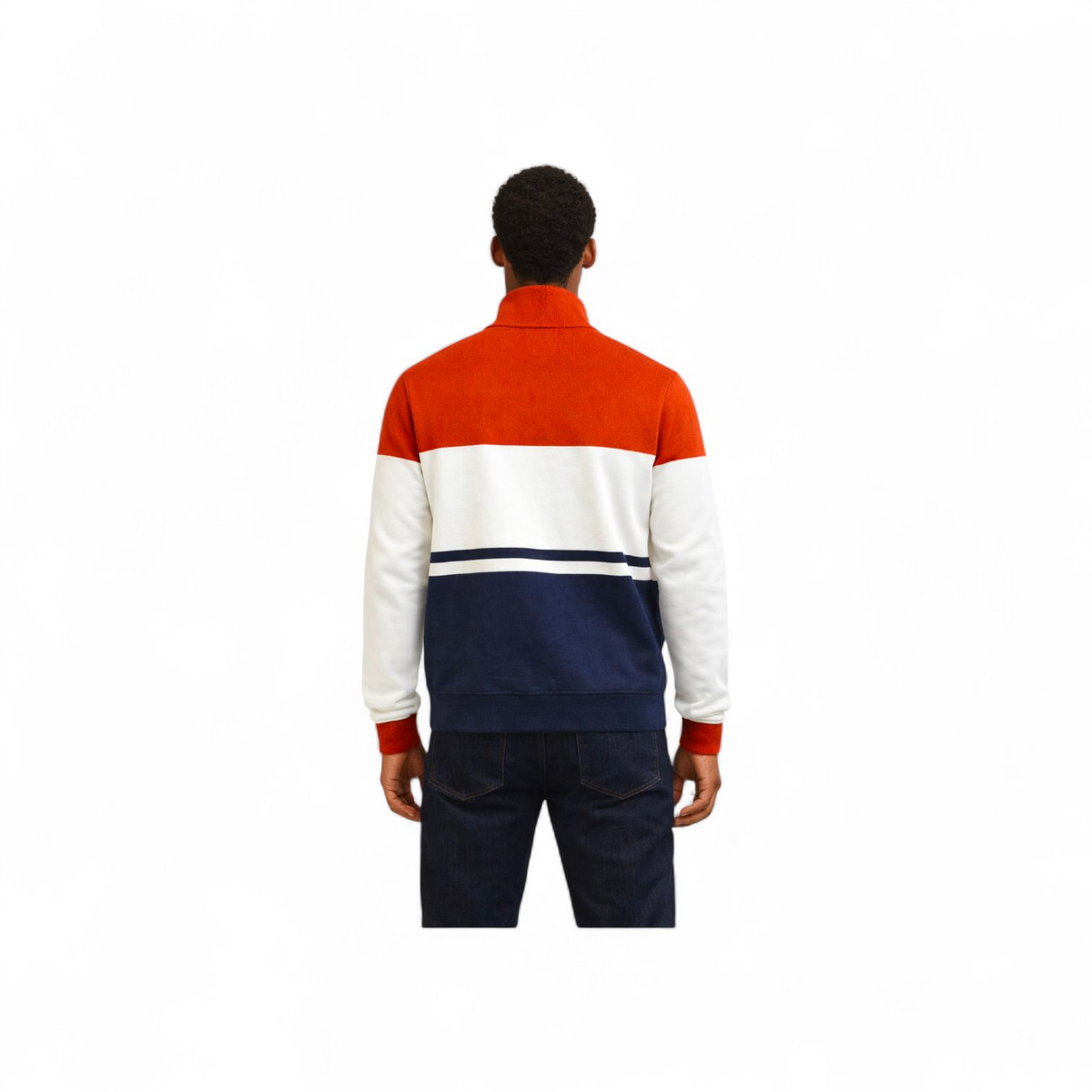 Polo Colour Block Long Sleeve Sweater Navy/Red 0070778.