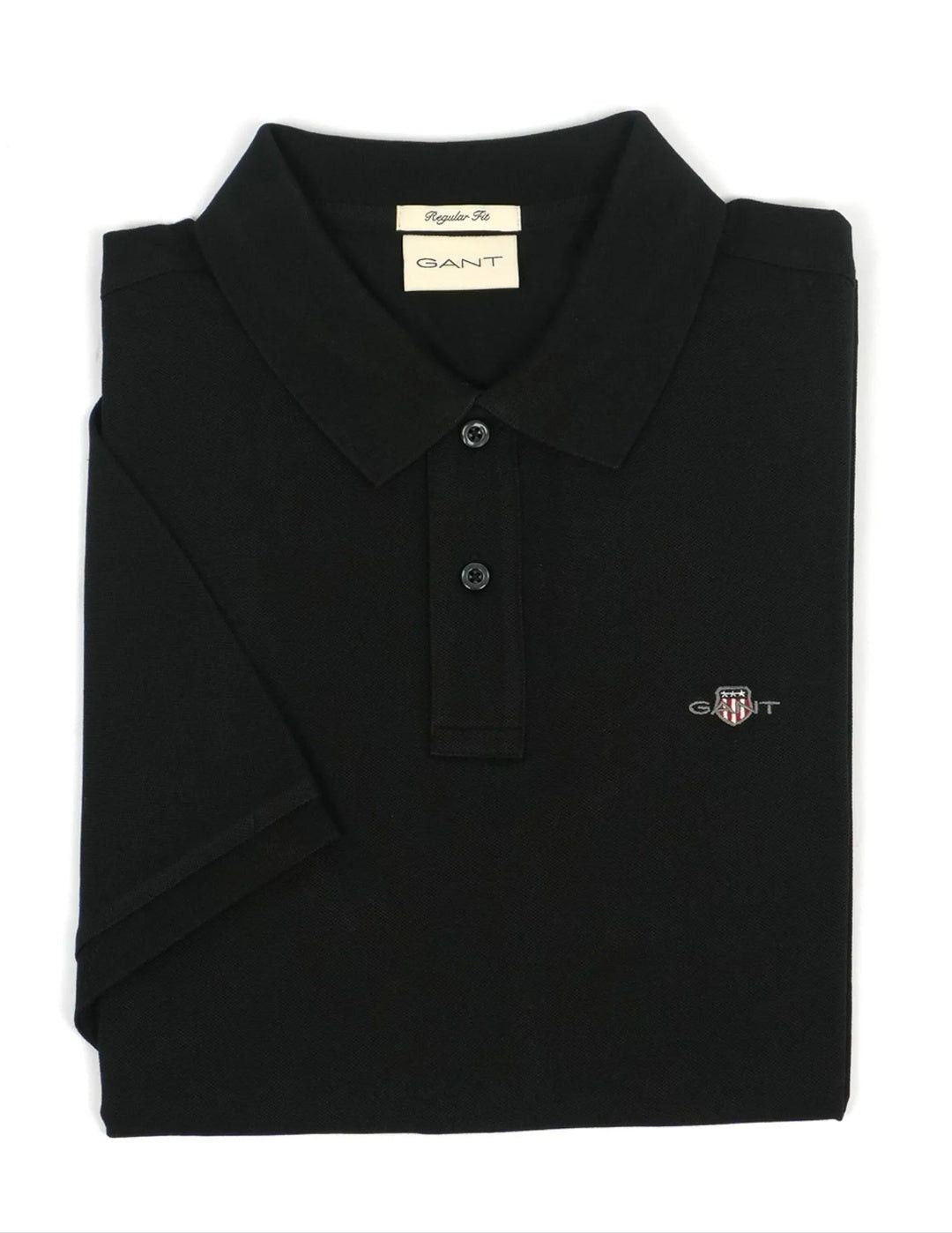 Gant Mens Pique Golfer In Black Short Sleeve Pique  Regular Fit Shield 343782.