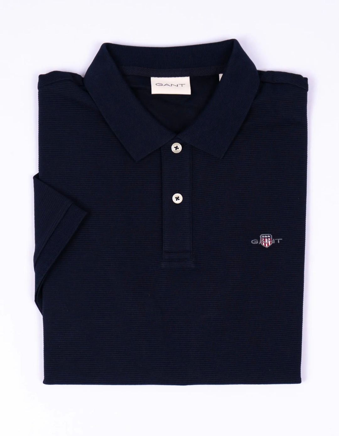 Gant Mens Short Sleeve Pique Golfer In Dark blue Regular Fit Shield 343784.