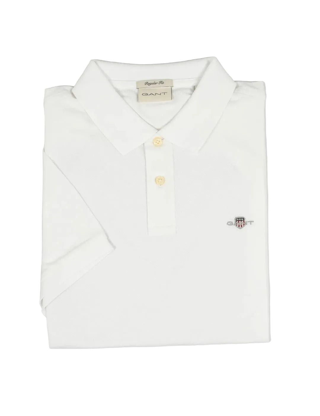 Gant Mens Short Sleeve Pique Golfer In White Regular Fit Shield  343783.