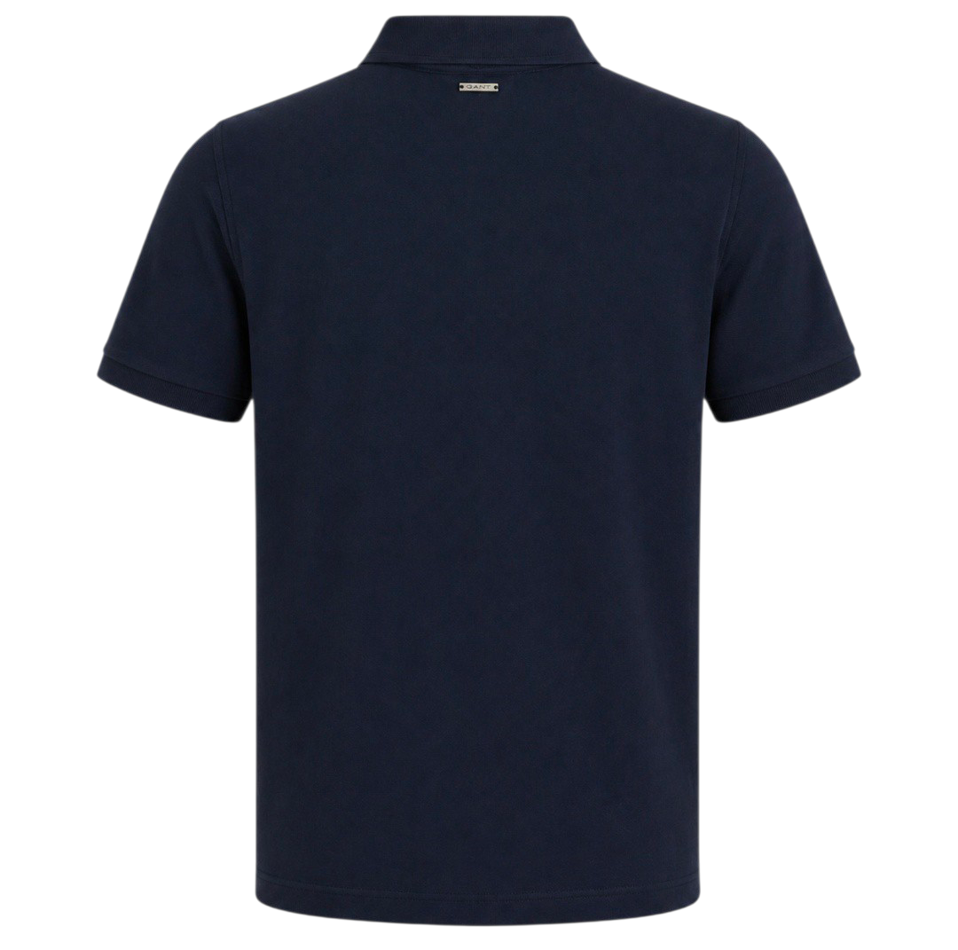 Gant Mens Short Sleeve Pique Golfer In Dark blue Regular Fit Shield 343784