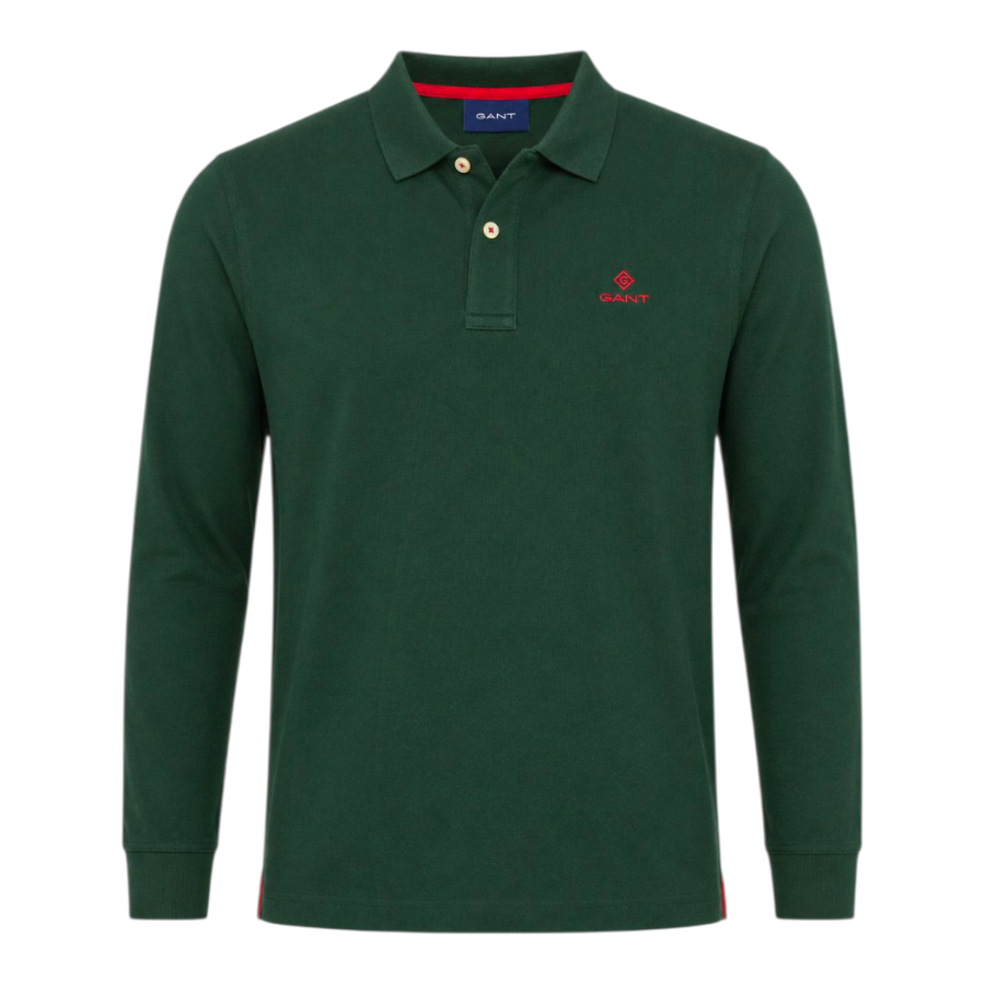 Gant Mens Pique Long Sleeve In Green 342005.