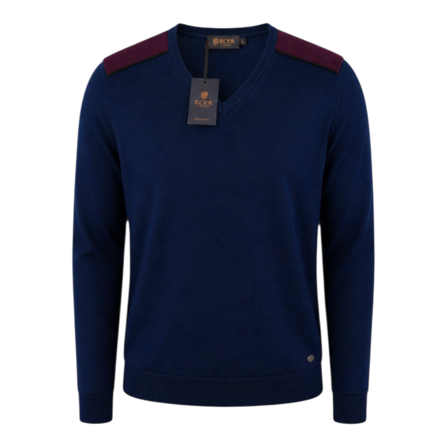 Ecer Mens Jersey Blue/Red V-Neck.
