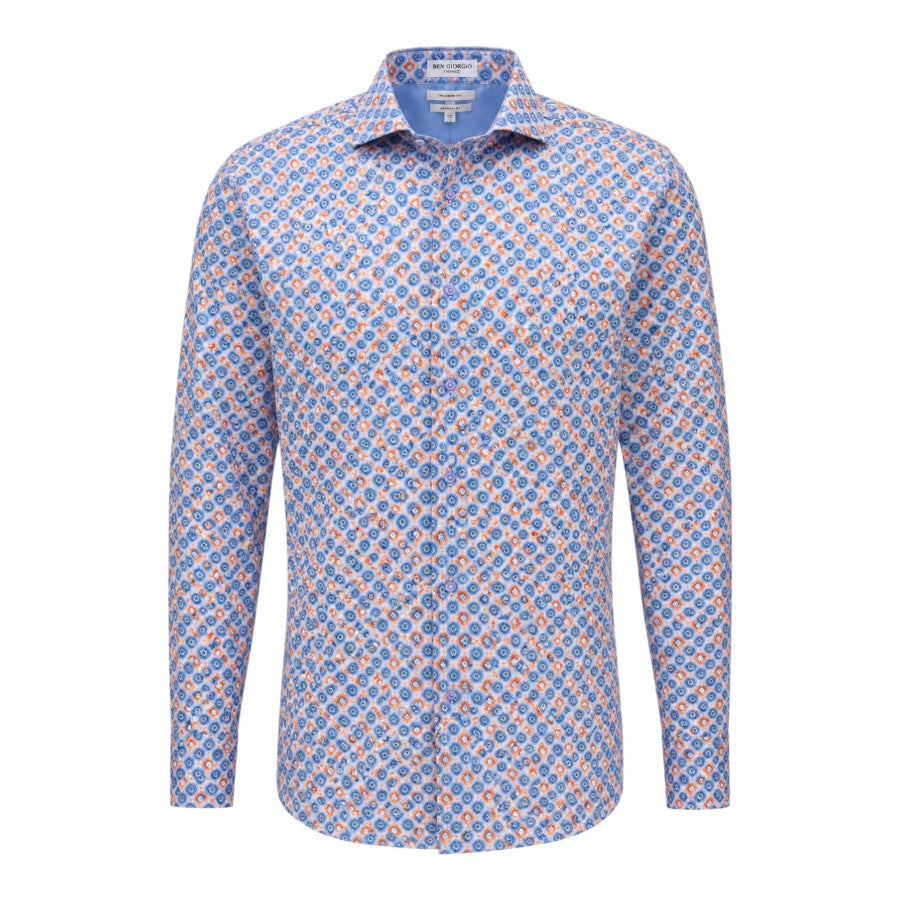 Stefano R Men's Shirt Floral Blue/Orange