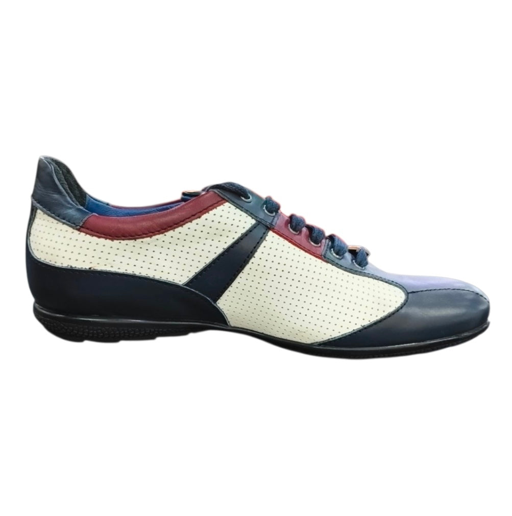 Stefano R Men's Dark Blue & White Leather Sneakers – A1720-14
