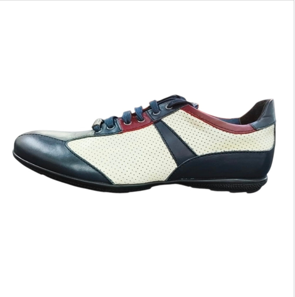 Stefano R Men's Dark Blue & White Leather Sneakers – A1720-14