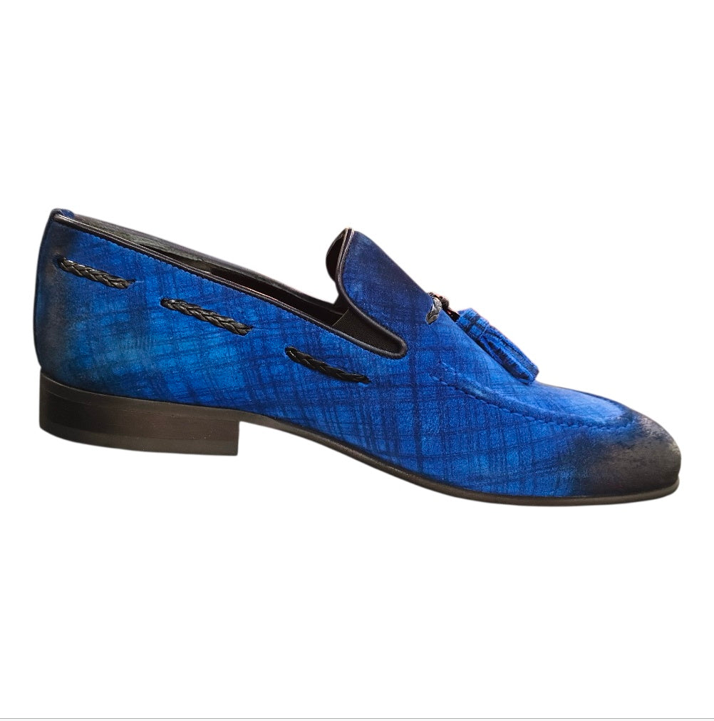 Stefano R Men's Royal Blue Suede Tassel Loafers – X-308