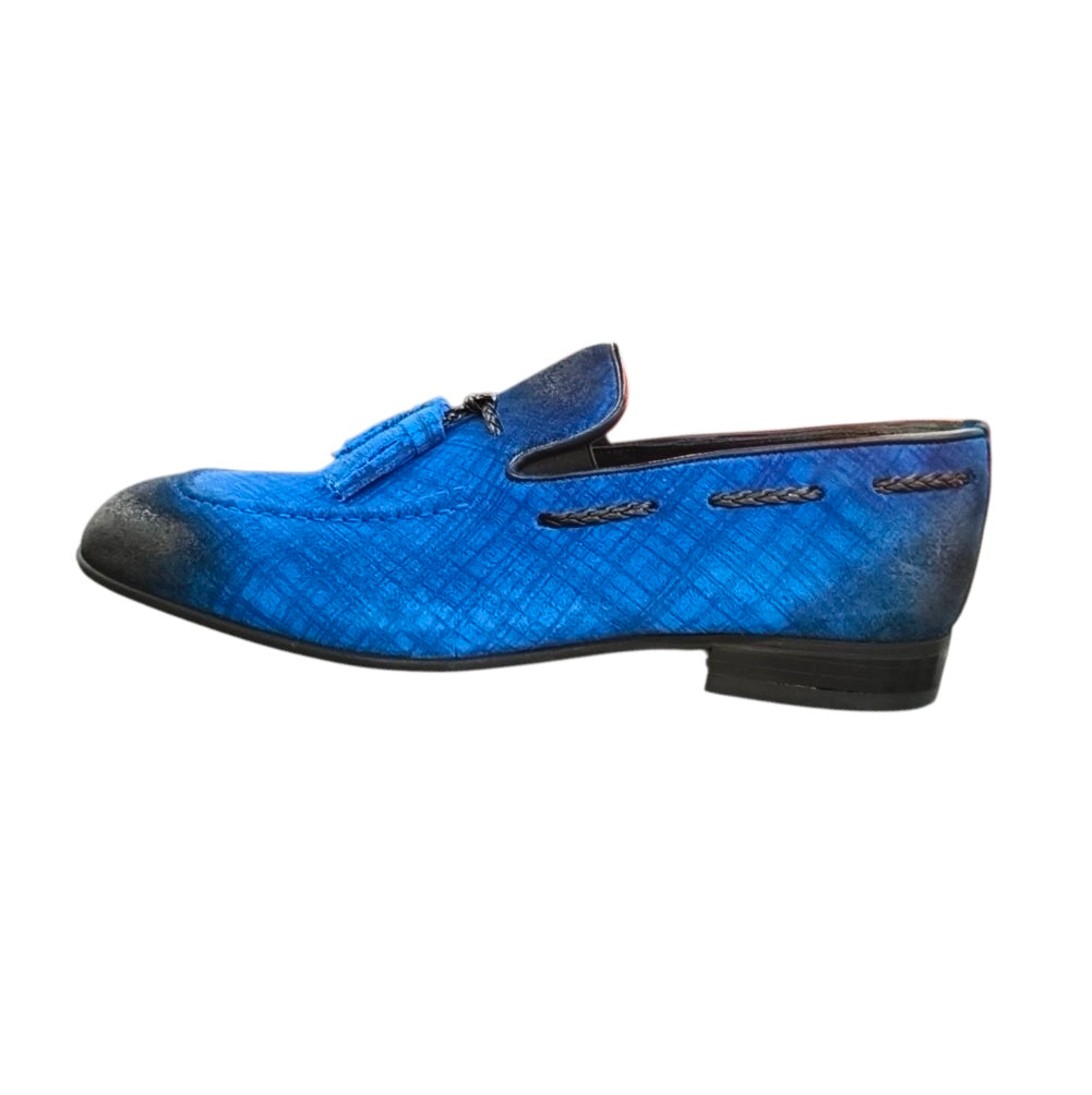 Stefano R Men's Royal Blue Suede Tassel Loafers – X-308