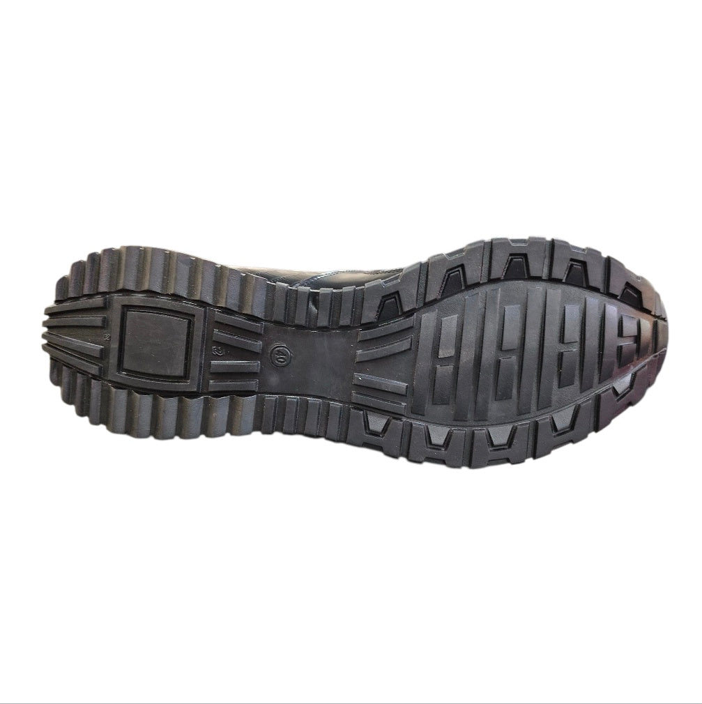 Stefano R Men's Matte Black Croc-Embossed Leather Sneakers with Metallic Silver Heel Detail – 1401