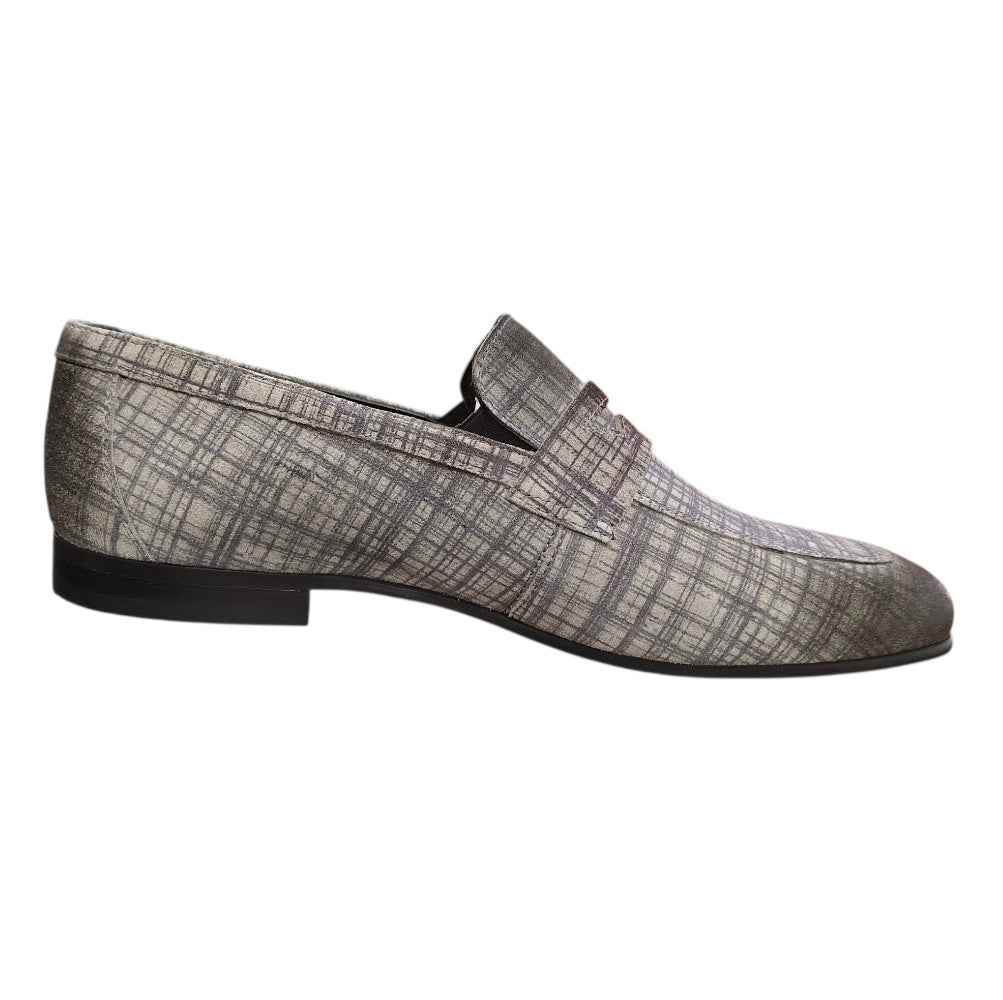 Stefano Men's Grey Stripe Suede Penny Loafers – 1012-52-00