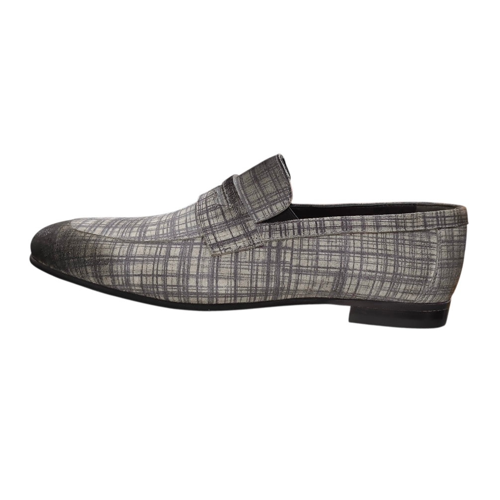 Stefano Men's Grey Stripe Suede Penny Loafers – 1012-52-00