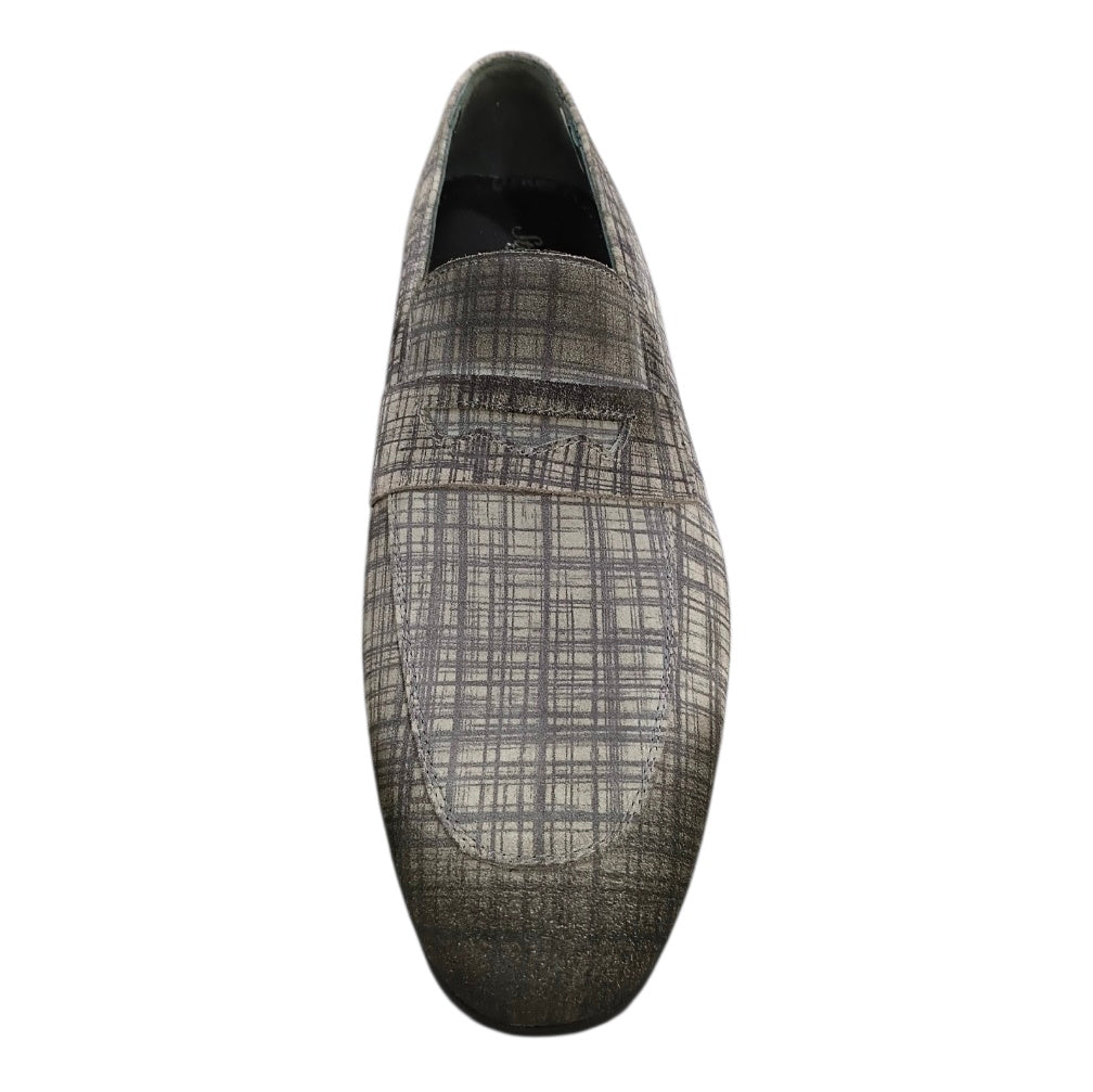 Stefano Men's Grey Stripe Suede Penny Loafers – 1012-52-00